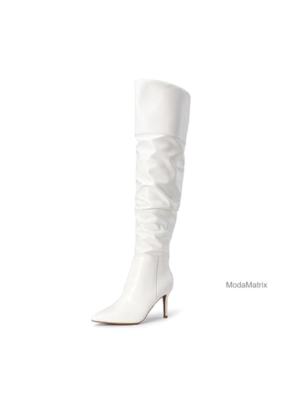 Women Over the Knee Stiletto Heeled Boots Faux Leather Pointed Toe
